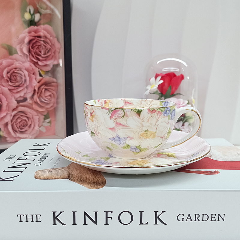 Coffee Tea Gift - Elegant Pastoral Floral Fine Bone China