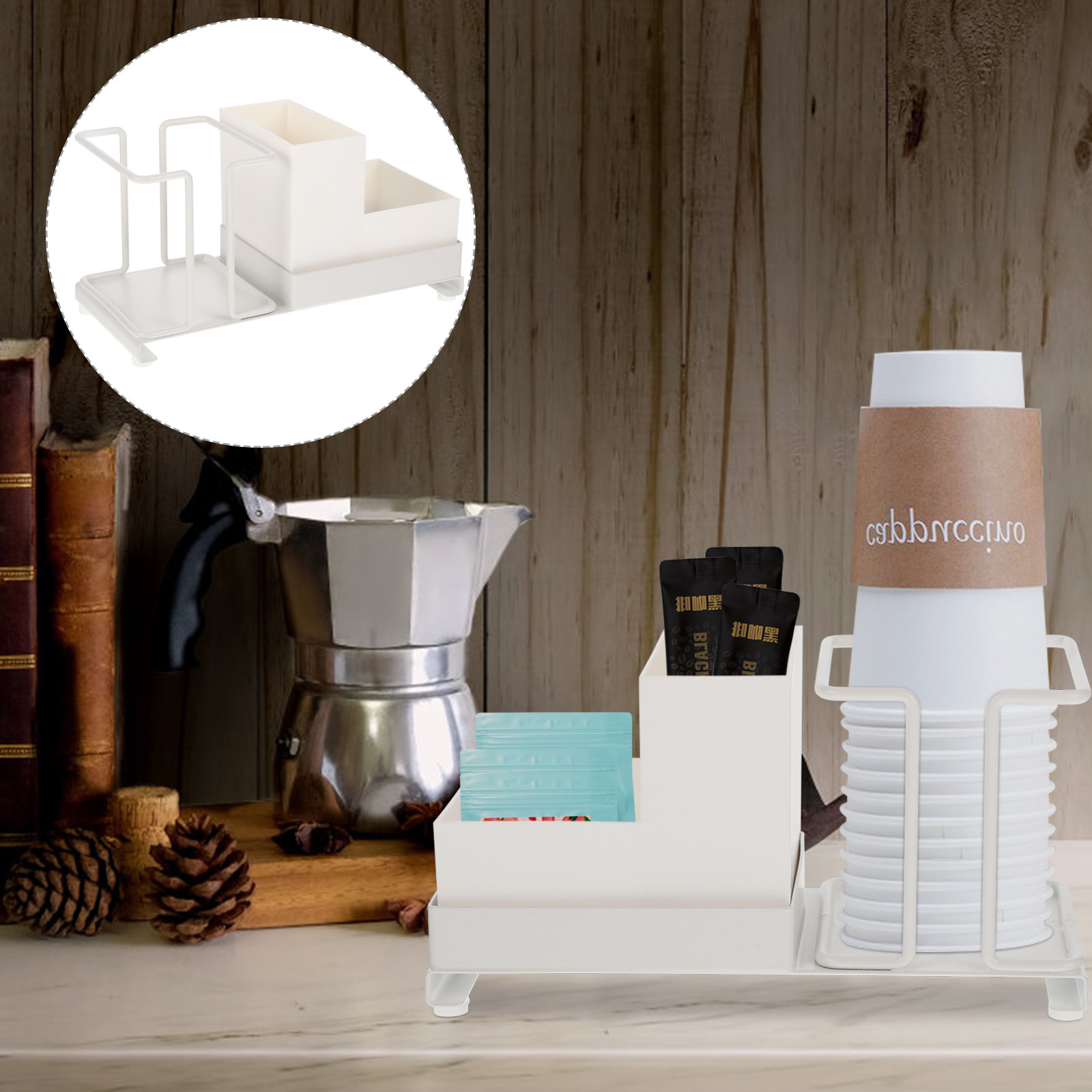 Coffee Tea Bags - Coffee Bar Organizer Cup Rack with