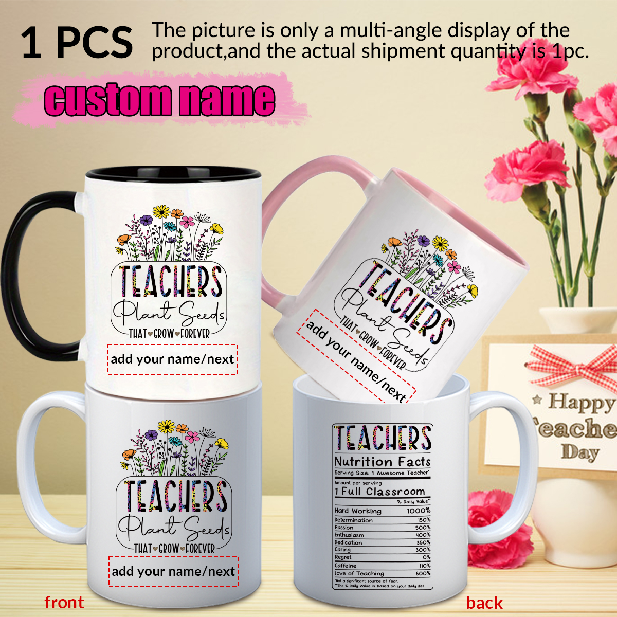 Coffee Tea Gift - 1pc Customize Name Personalised Water Cups