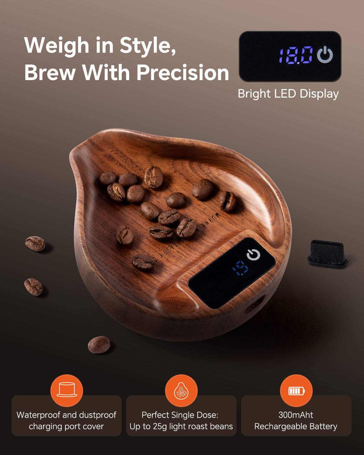 Muvna Wooden Coffee Scale, Rec - Coffee Bean Scale avis et prix