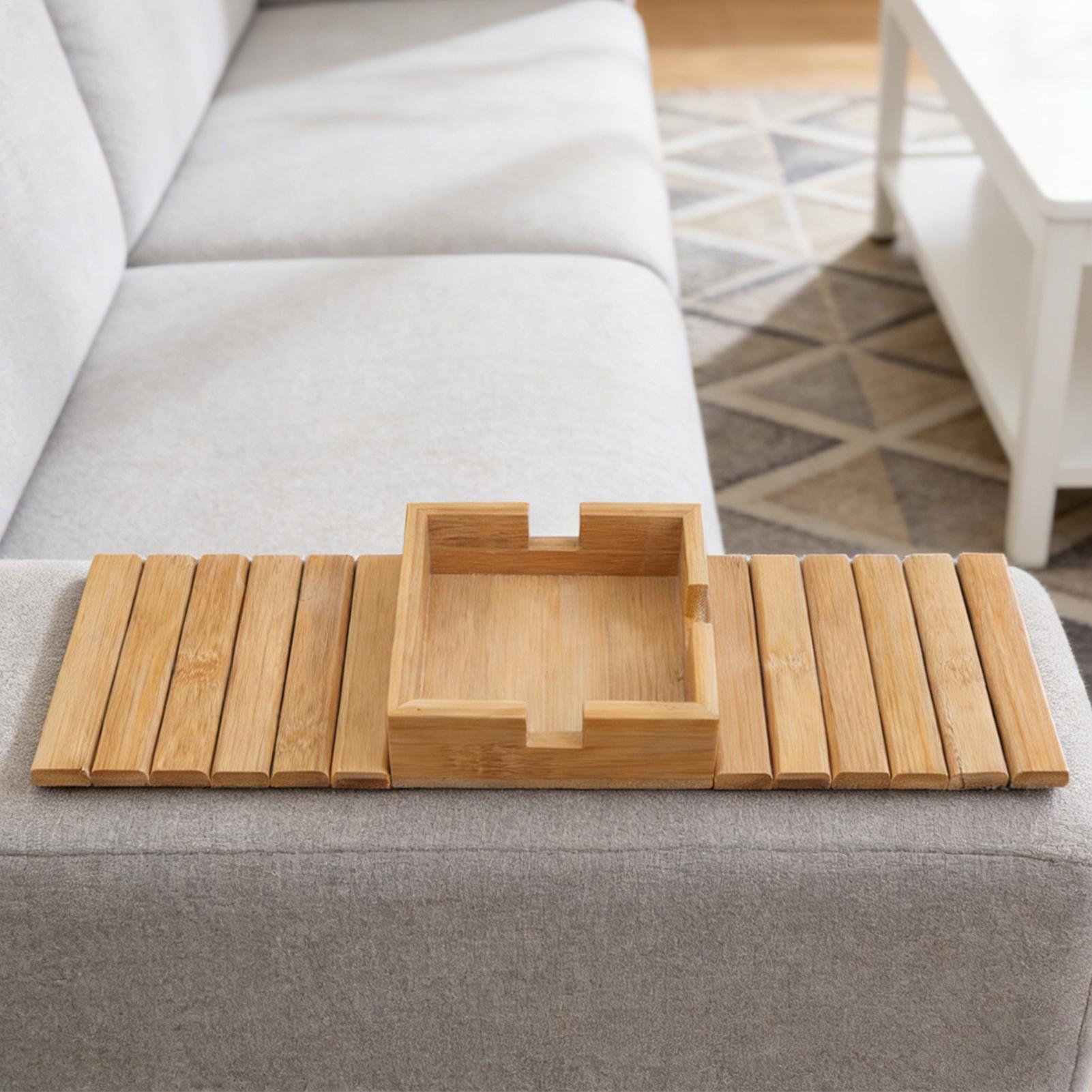 Couch Cup Holder Wood Sofa Arm - Bamboo Tea Tray avis et prix