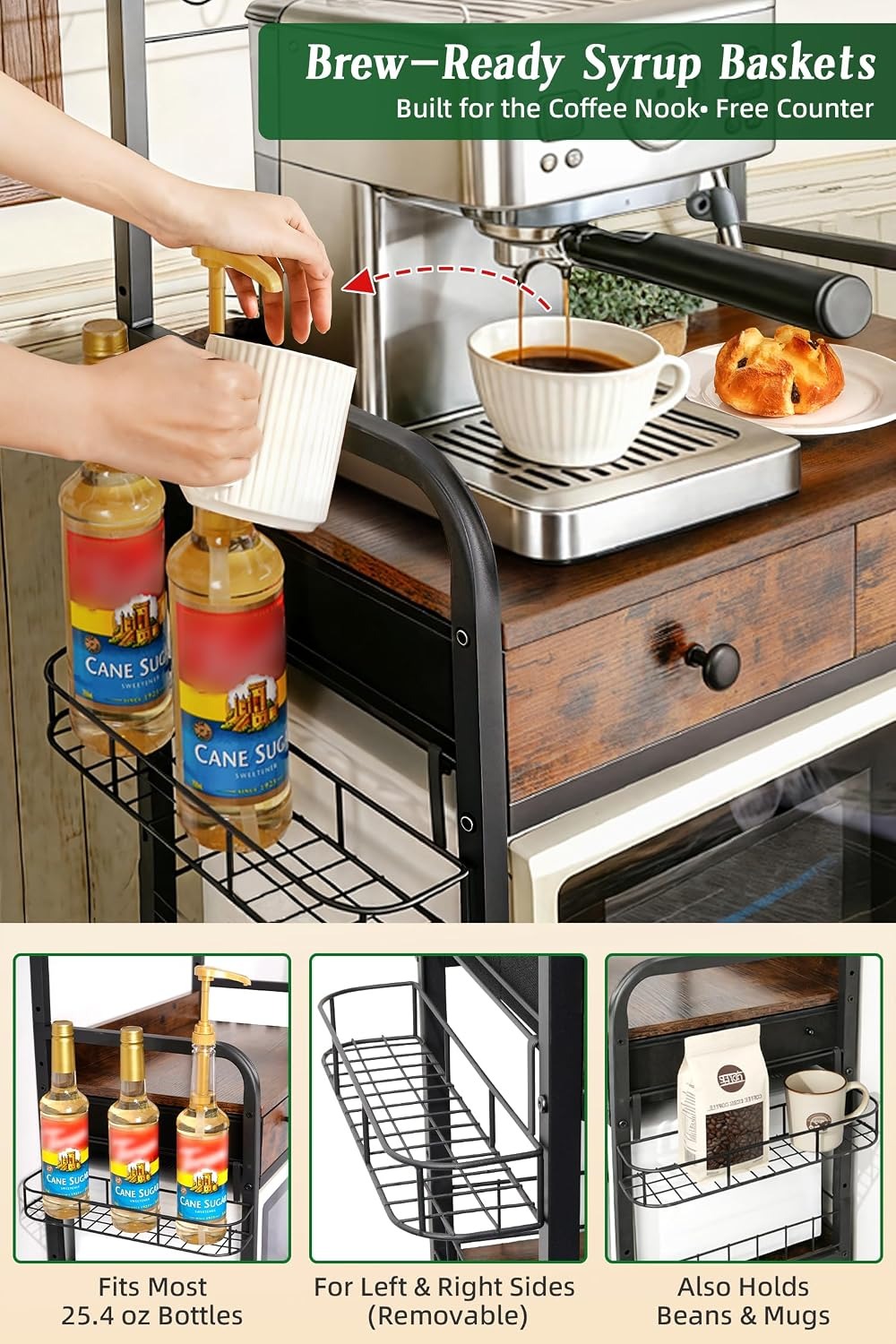 Rolling Coffee Bar Cart for Sm - Coffee Tea avis et prix