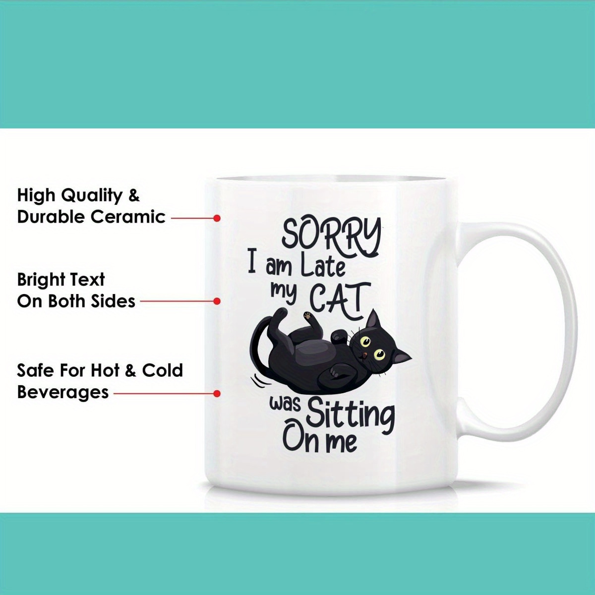 1 Funny Cat Shaped Ceramic Mug - Coffee Tea You And Me avis et prix