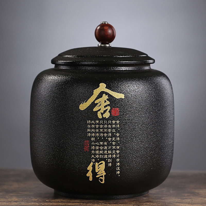 Black Ceramic Sealed tea can G - Coffee Tea Font avis et prix