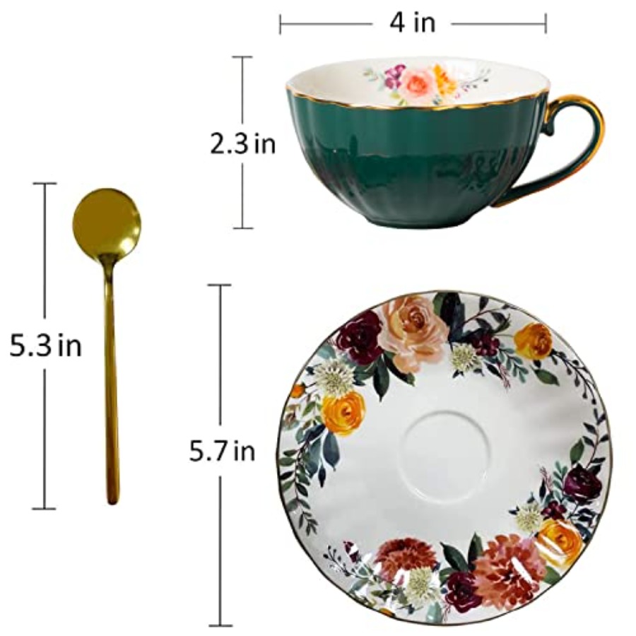 Green Tea Cup and Saucer, Moth - Coffee Tea Gift Set avis et prix