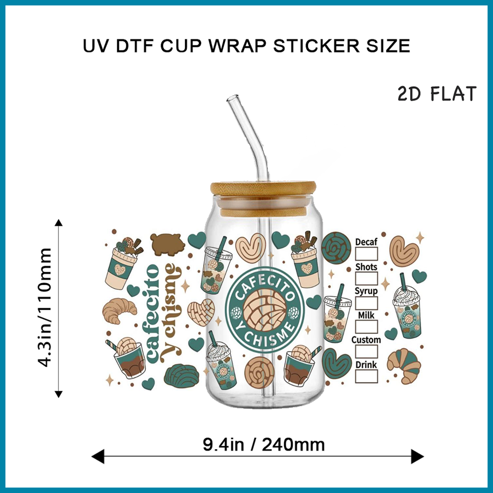 Cafecito Y Chisme UV DTF Cup W - Coffee Tea Mugs avis et prix