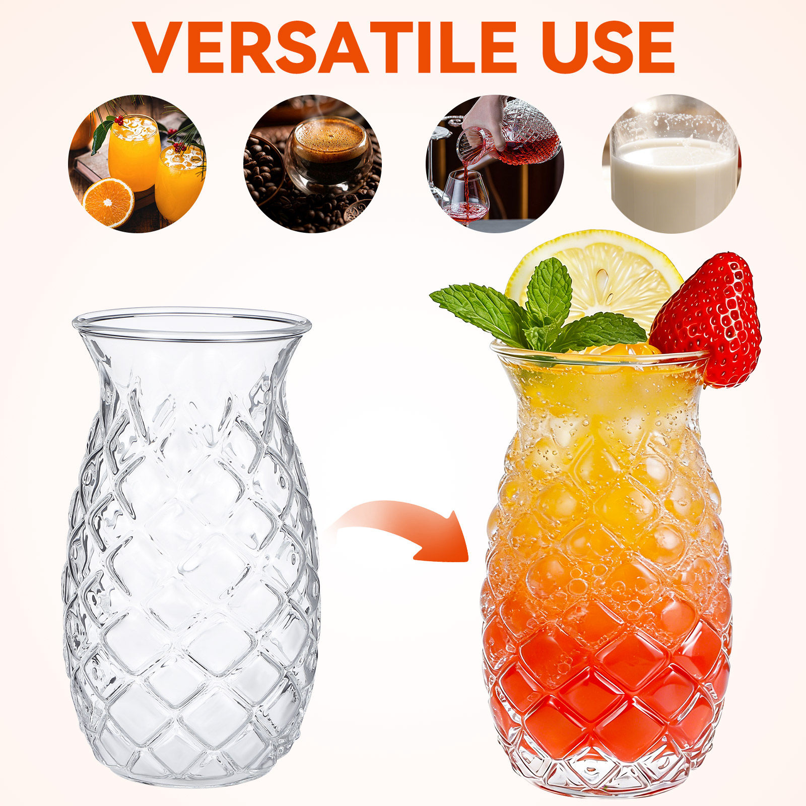 1Pcs Pineapple Embossed Glass  - Coffee Tea Gift avis et prix