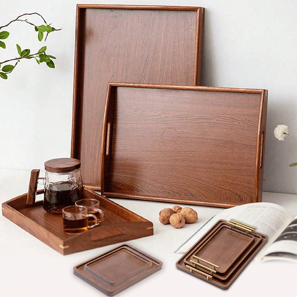 Wooden Serving Tray with Handl - Coffee Tea Stand avis et prix
